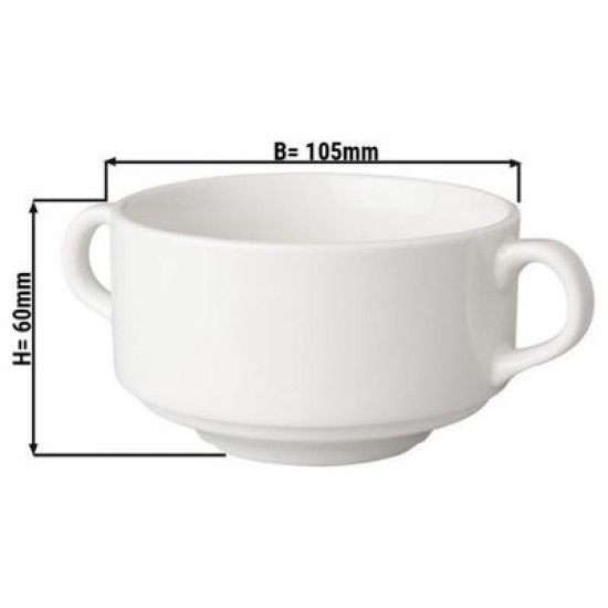 Μπωλ κονσομέ πορσελάνης με χερούλια 14x6εκ. 30cl