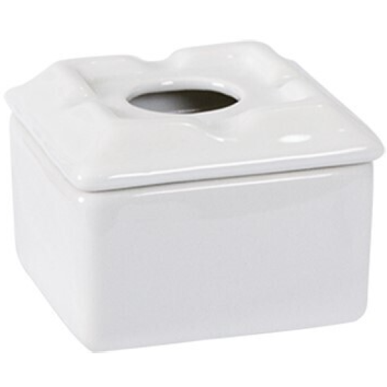 Σταχτοδοχείο πορσελάνης τετράγωνο λευκό 9x9x6εκ.