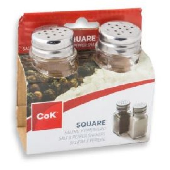 Σετ 2 αλατοπίπερα τετράγωνα γυαλί/μέταλλο 59ml
