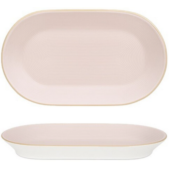 Πιατέλα πορσελάνης με ανάγλυφο ροζ 30x16x3,5εκ. Wally Pink