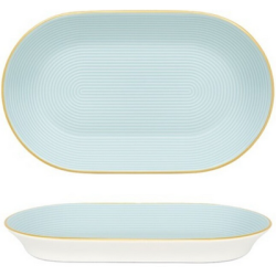 Πιατέλα πορσελάνης με ανάγλυφο μπλε 30x16x3,5εκ. Wally Blue