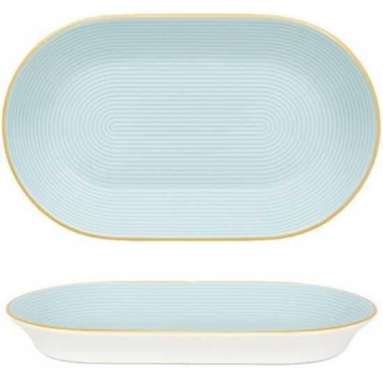 Πιατέλα πορσελάνης με ανάγλυφο μπλε 30x16x3,5εκ. Wally Blue