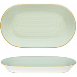 Πιατέλα πορσελάνης με ανάγλυφο πράσινη 30x16x3,5εκ. Wally Green