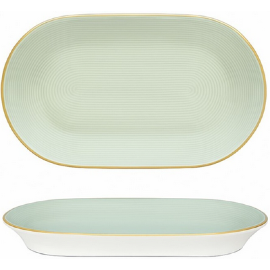 Πιατέλα πορσελάνης με ανάγλυφο πράσινη 30x16x3,5εκ. Wally Green