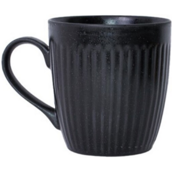 Κύπελο stoneware με ανάγλυφο μαύρο 340ml Gordion