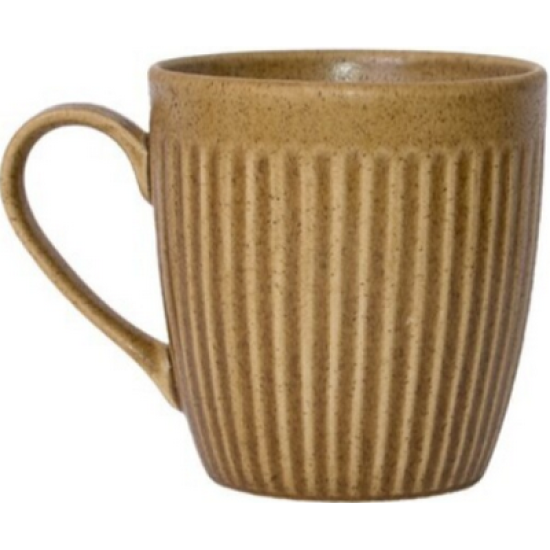 Κύπελο stoneware με ανάγλυφο σκούρο κίτρινο 340ml Gordion