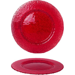 Πιατέλα γυάλινη σαγρέ κόκκινη 33εκ.