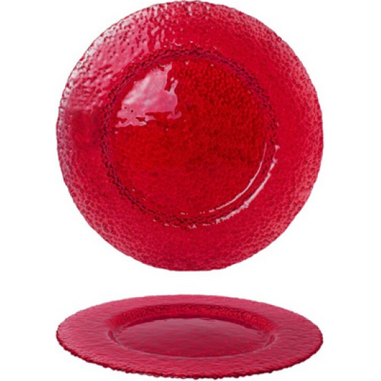 Πιατέλα γυάλινη σαγρέ κόκκινη 33εκ.