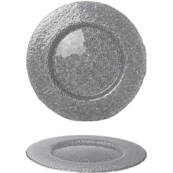 Πιατέλα γυάλινη σαγρέ γκρι 33εκ.