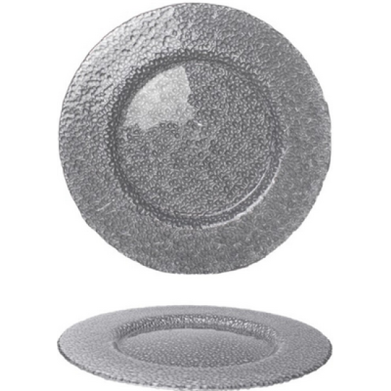 Πιατέλα γυάλινη σαγρέ γκρι 33εκ.