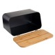 Ψωμιέρα μέταλλο/ξύλο μπαμπού μαύρη 34,5x19x17εκ.
