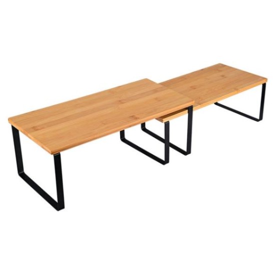 Σετ 2 ράφια τακτοποίησης μέταλλο/ξύλο μπαμπού 40x19,4x15,6εκ.