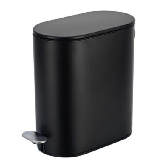 Πεντάλ μπάνιου slim ανοξείδωτο οβάλ soft close μαύρο 5L