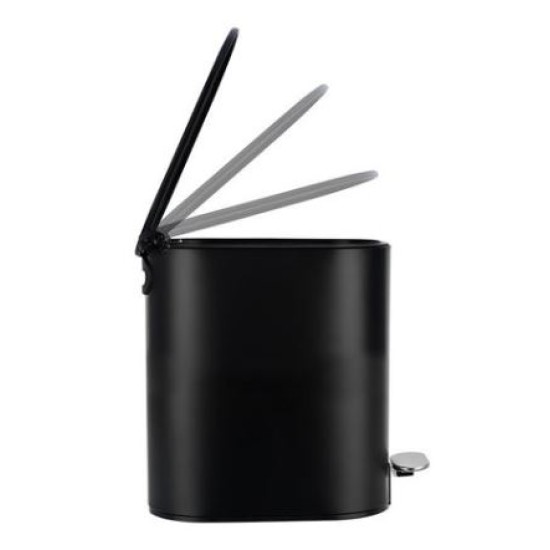 Πεντάλ μπάνιου slim ανοξείδωτο οβάλ soft close μαύρο 5L