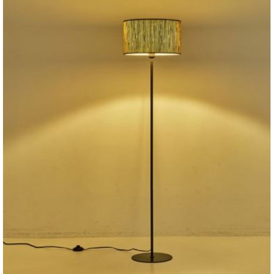 Φωτιστικό επιδαπέδιο μέταλλο/pampas grass μαύρο/καφέ 143x35εκ.