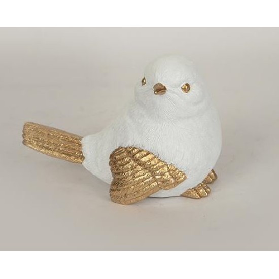 Διακοσμητικό πουλί polyresin λευκό/χρυσό 8x14,2x9,9εκ.