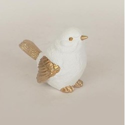 Διακοσμητικό πουλί polyresin λευκό/χρυσό 5,4x9x6,8εκ.