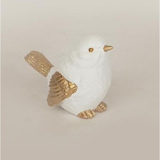 Διακοσμητικό πουλί polyresin λευκό/χρυσό 5,4x9x6,8εκ.