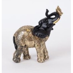 Επιτραπέζιο διακοσμητικό polyresin ελέφαντας με πεταλούδα μαύρο/χρυσό 14x7,5x16εκ.