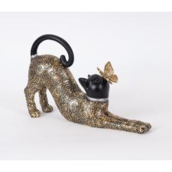 Επιτραπέζιο διακοσμητικό polyresin γάτα μαύρο/χρυσό 25,5x6x16εκ.