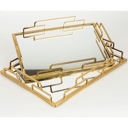 Σετ 2 δίσκοι μεταλλικοί με καθρέπτη χρυσοί