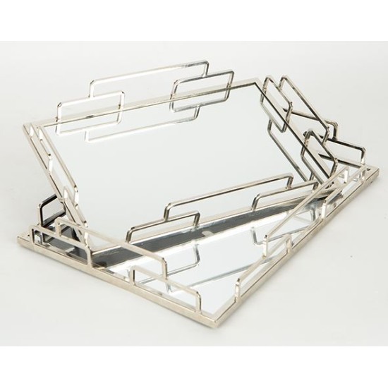 Σετ 2 δίσκοι μεταλλικοί με καθρέπτη ασημί