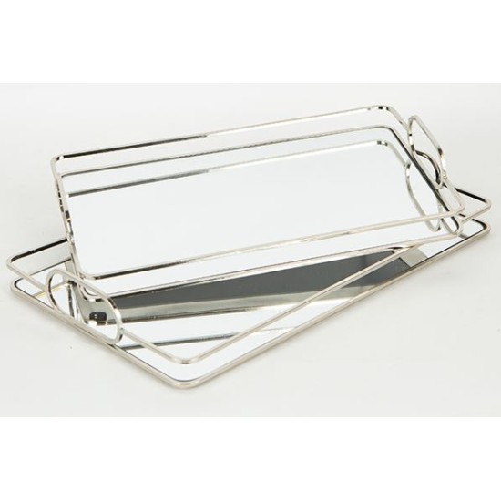 Σετ 2 δίσκοι μεταλλικοί ασημί με καθρέπτη