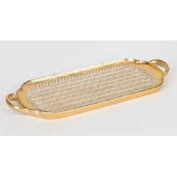 Δίσκος polyresin λευκό/χρυσό 35x15,5x2,5εκ.