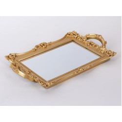 Δίσκος polyresin με καθρέπτη χρυσό 33,5x20x2εκ.