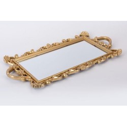 Δίσκος polyresin με καθρέπτη χρυσό 48x23x2εκ.