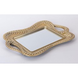 Δίσκος polyresin με καθρέπτη χρυσό 36x26x3εκ.