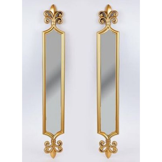 Σετ 2 καθρέπτες πλαστικοί με σκάλισμα χρυσοί 25x2x87εκ.