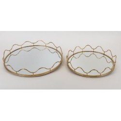 Σετ 2 δίσκοι μέταλλο/γυαλί χρυσοί περιστρεφόμενοι