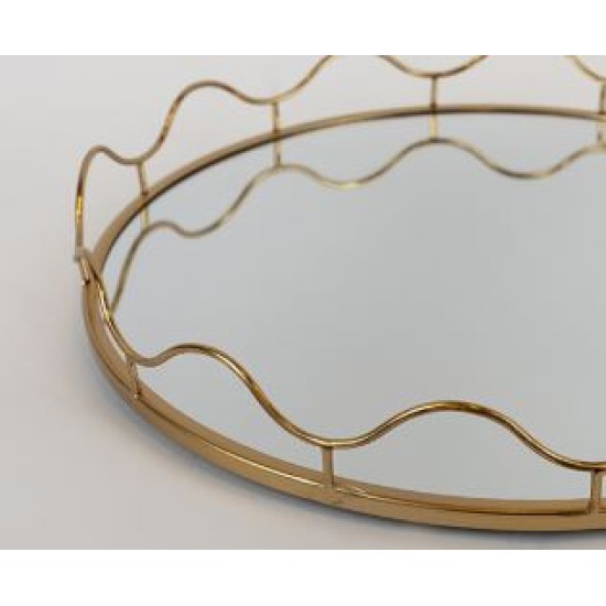 Σετ 2 δίσκοι μέταλλο/γυαλί χρυσοί περιστρεφόμενοι