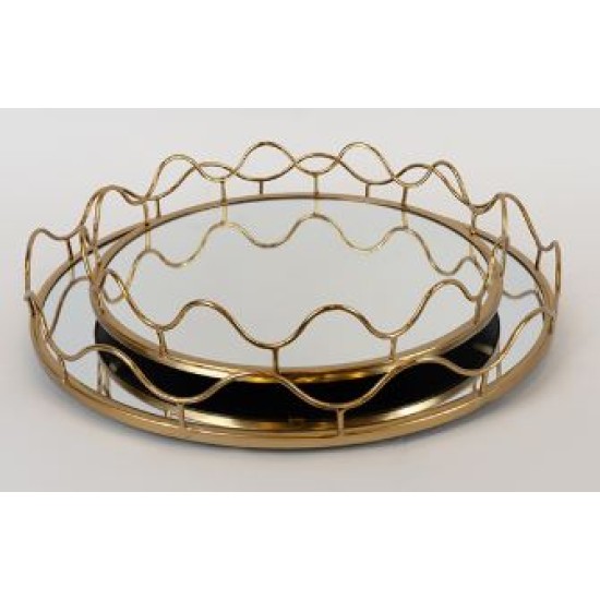 Σετ 2 δίσκοι μέταλλο/γυαλί χρυσοί περιστρεφόμενοι