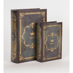 Σετ 2 βιβλία/κουτιά ξύλινα μαύρα Queen