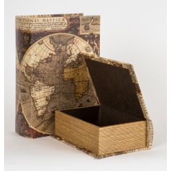 Σετ 2 βιβλία/κουτιά ξύλινα καφέ Χάρτης
