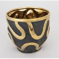 Κασπώ κεραμικό χρυσό/μαύρο 20x20x17εκ.