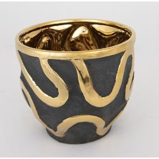 Κασπώ κεραμικό χρυσό/μαύρο 20x20x17εκ.