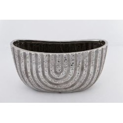 Κασπώ κεραμικό ασημί/καφέ 28x12x14,5εκ.