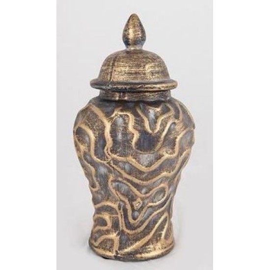 Βάζο με καπάκι κεραμικό χρυσό/γκρι 15x29εκ.