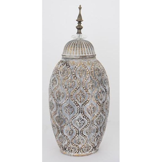 Βάζο με καπάκι κεραμικό γκρι 15,5x20,5x47εκ.