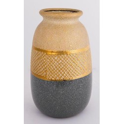 Ανθοδοχείο κεραμικό χρυσό/γκρι 15,5x25,5εκ.