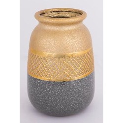 Ανθοδοχείο κεραμικό χρυσό/γκρι 13,5x19εκ.