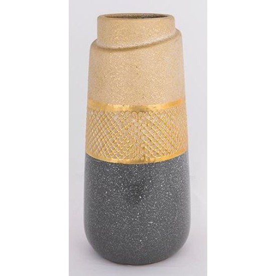 Ανθοδοχείο κεραμικό χρυσό/γκρι 13,5x29,5εκ.