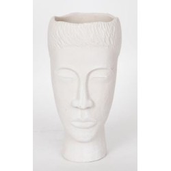 Ανθοδοχείο κεφαλή τσιμέντο λευκό 18x16x31,5εκ.