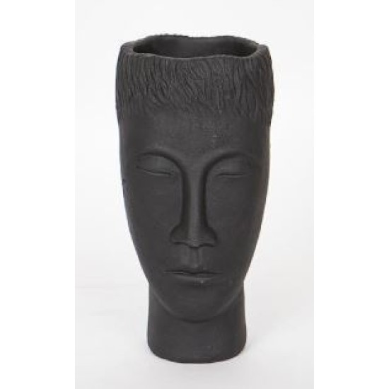 Ανθοδοχείο κεφαλή τσιμέντο μαύρο 14x12,5x25εκ.