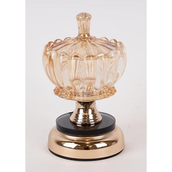 Φοντανιέρα με πόδι γυαλί/μέταλλο χρυσό/μαύρο 10x20εκ.