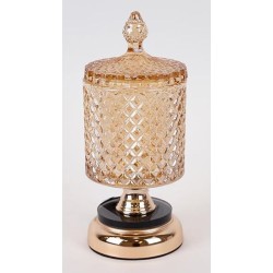 Φοντανιέρα με πόδι γυαλί/μέταλλο χρυσό/μαύρο 10,5x26εκ.