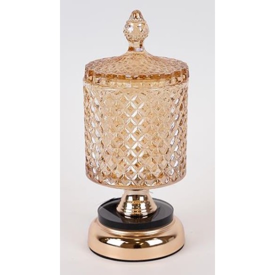 Φοντανιέρα με πόδι γυαλί/μέταλλο χρυσό/μαύρο 8,5x22εκ.